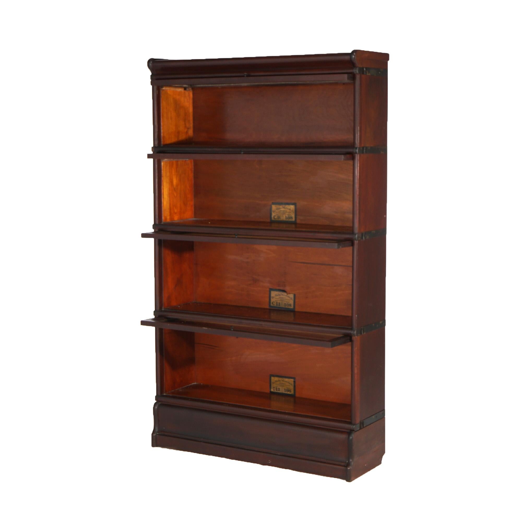 Arts & Crafts Globe Wernicke Mahogany Four Stack Barrister Bookcase c1910 4