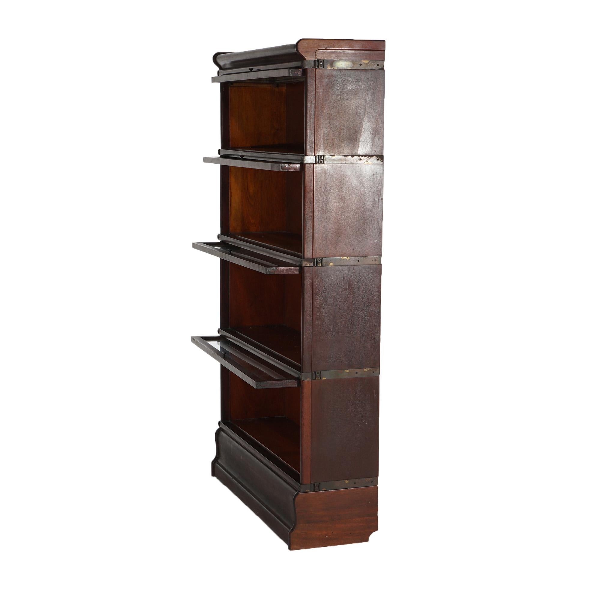 Arts & Crafts Globe Wernicke Mahogany Four Stack Barrister Bookcase c1910 5