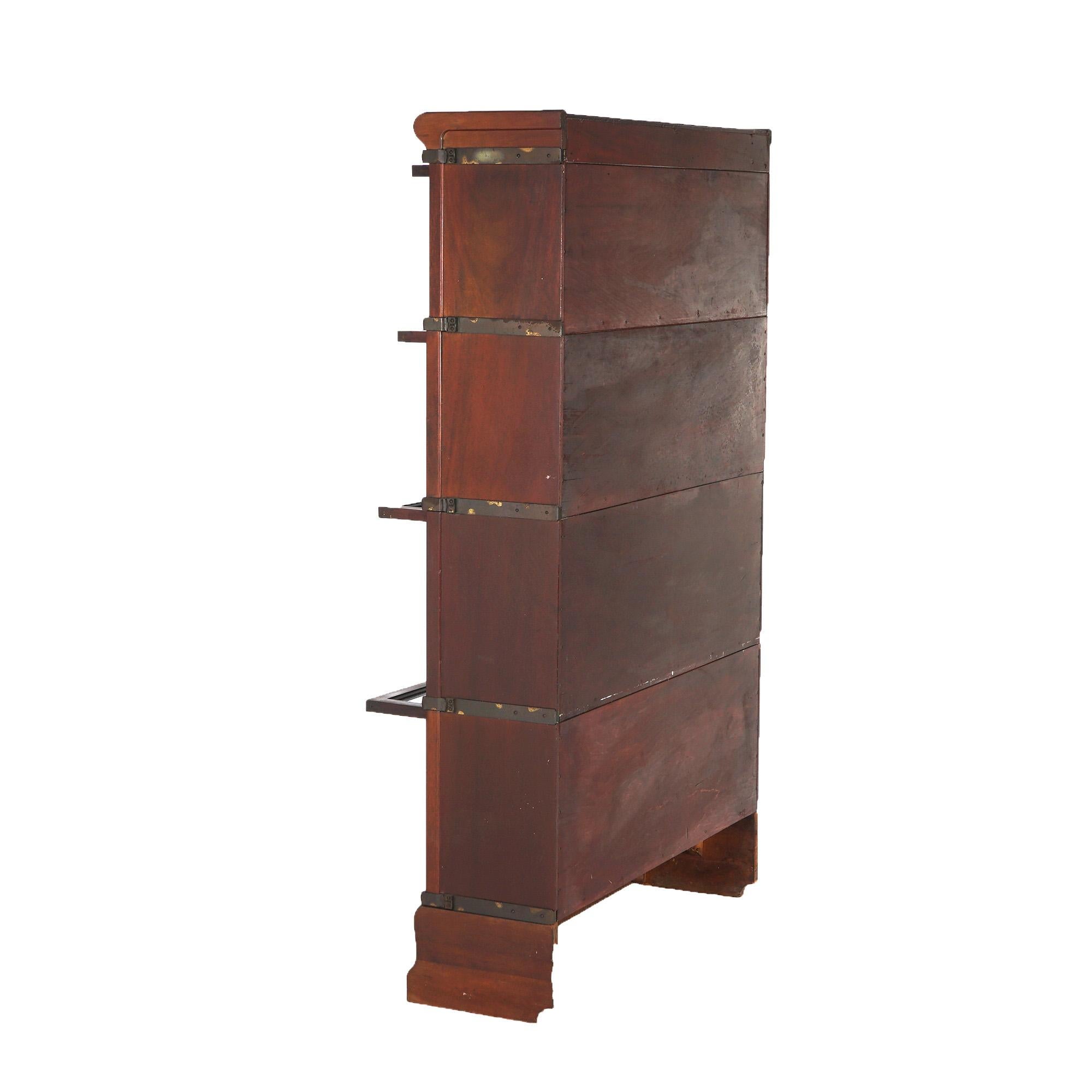 Arts & Crafts Globe Wernicke Mahogany Four Stack Barrister Bookcase c1910 6