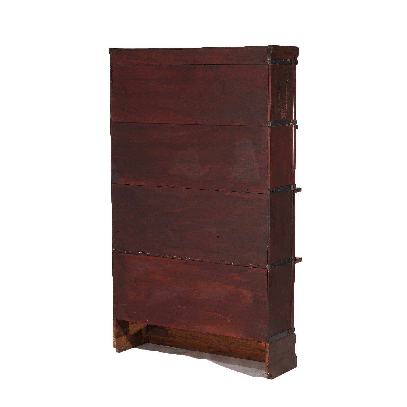 Arts & Crafts Globe Wernicke Mahogany Four Stack Barrister Bookcase c1910 7