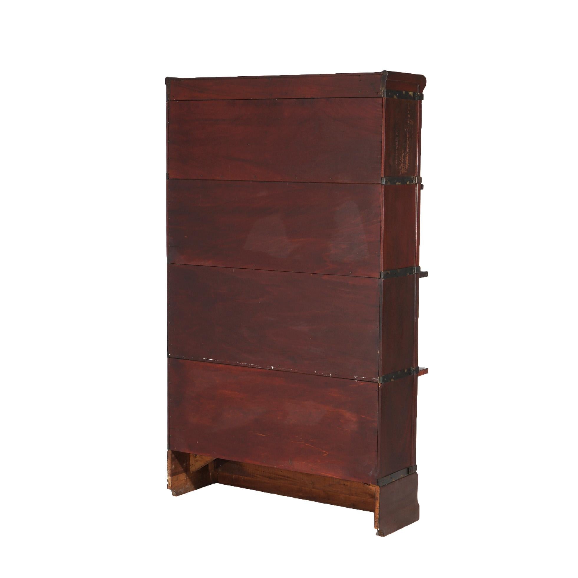 Arts & Crafts Globe Wernicke Mahogany Four Stack Barrister Bookcase c1910 8