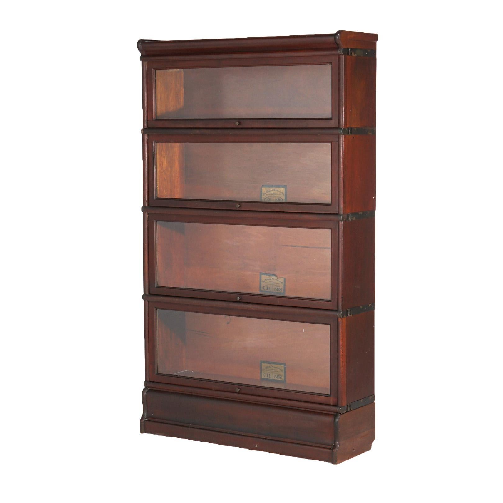 ***Inquire About Reduced In-House Delivery Rates - Reliable Professional Service & Fully Insured***


Arts & Crafts Globe Wernicke Mahogany Four Stack Barrister Bookcase with Pullout Glass Doors and Raised on an Ogee Base c1910

58 1/2