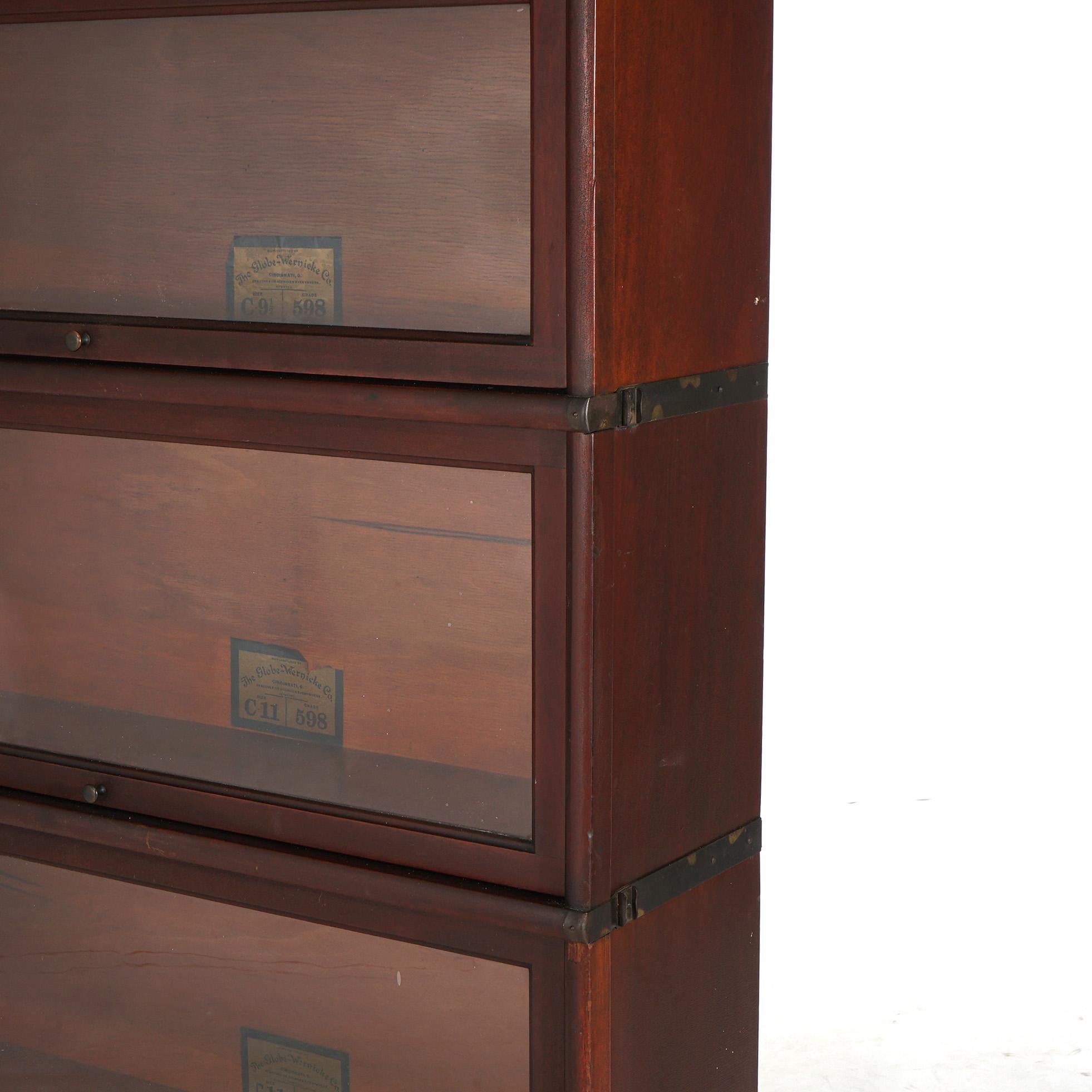 Arts & Crafts Globe Wernicke Mahogany Four Stack Barrister Bookcase c1910 In Good Condition In Big Flats, NY