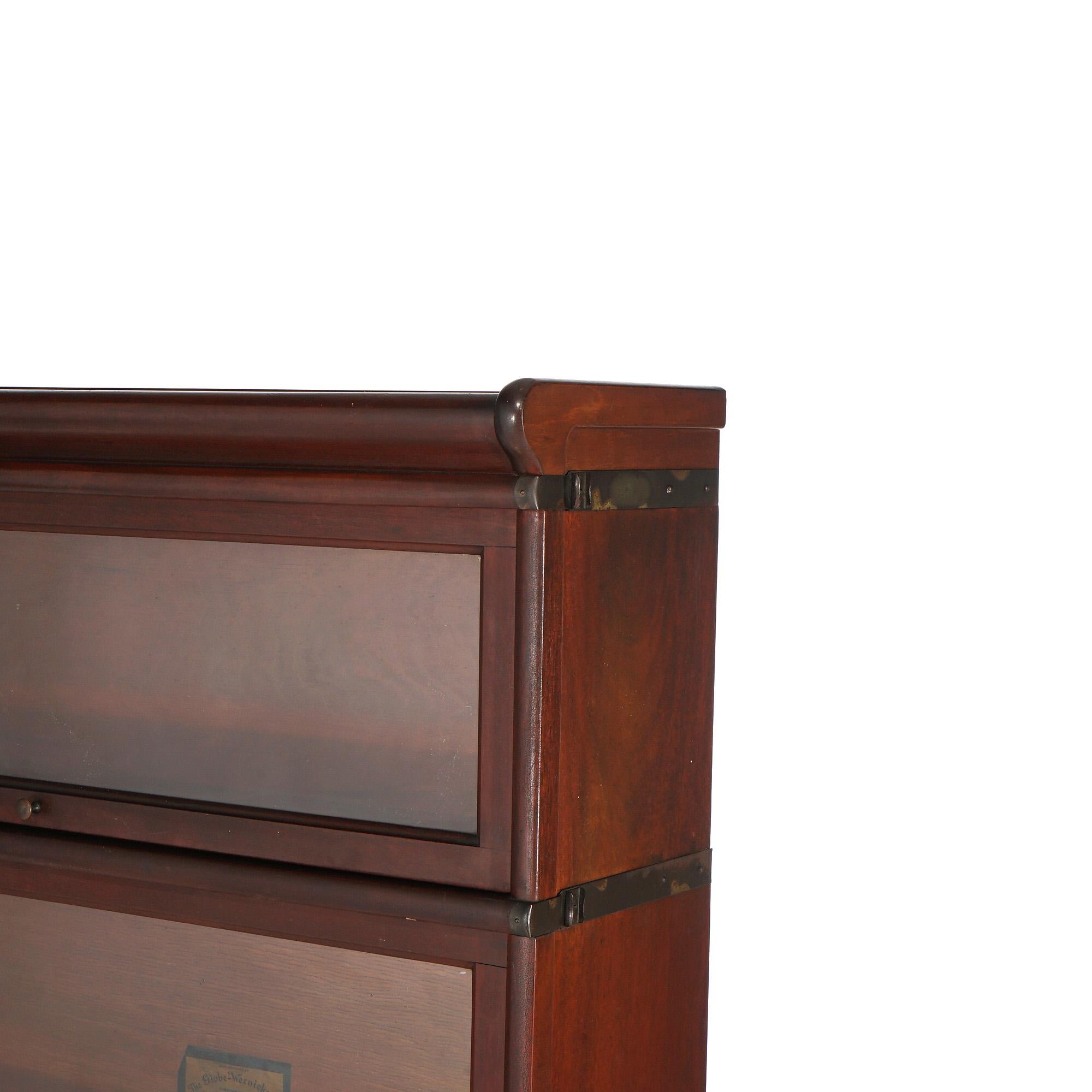 Glass Arts & Crafts Globe Wernicke Mahogany Four Stack Barrister Bookcase c1910
