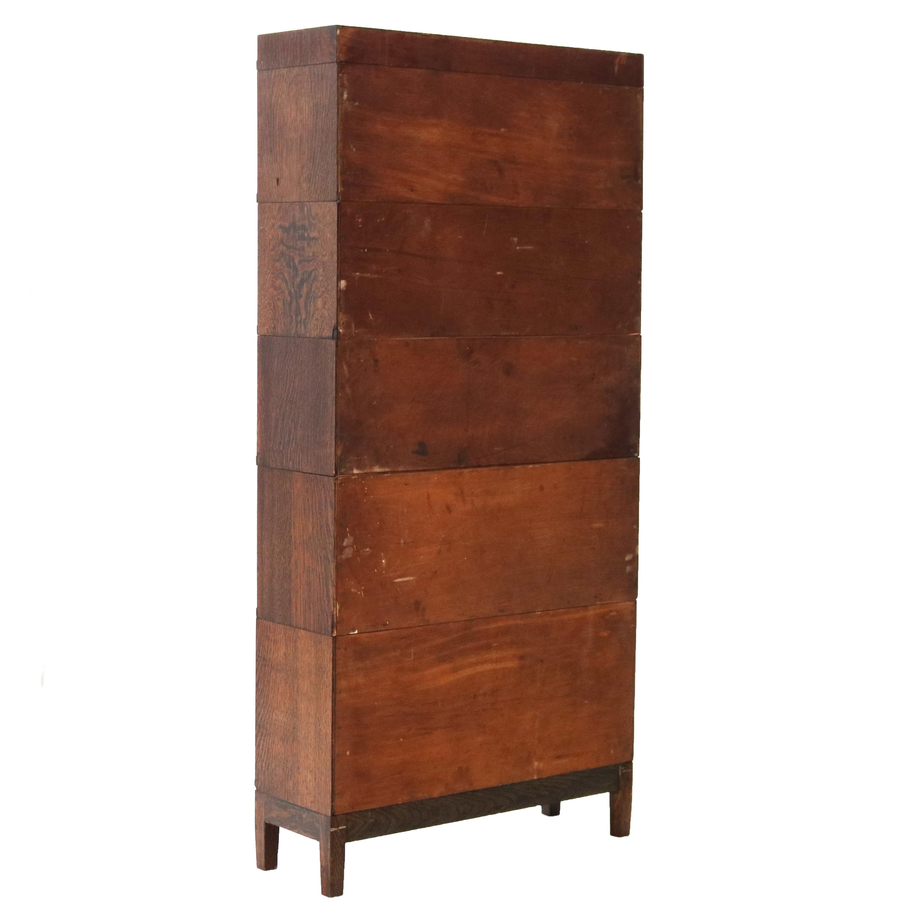 Arts & Crafts Globe Wernicke Mission Oak Five-Stack Barrister Bookcase C1920 5