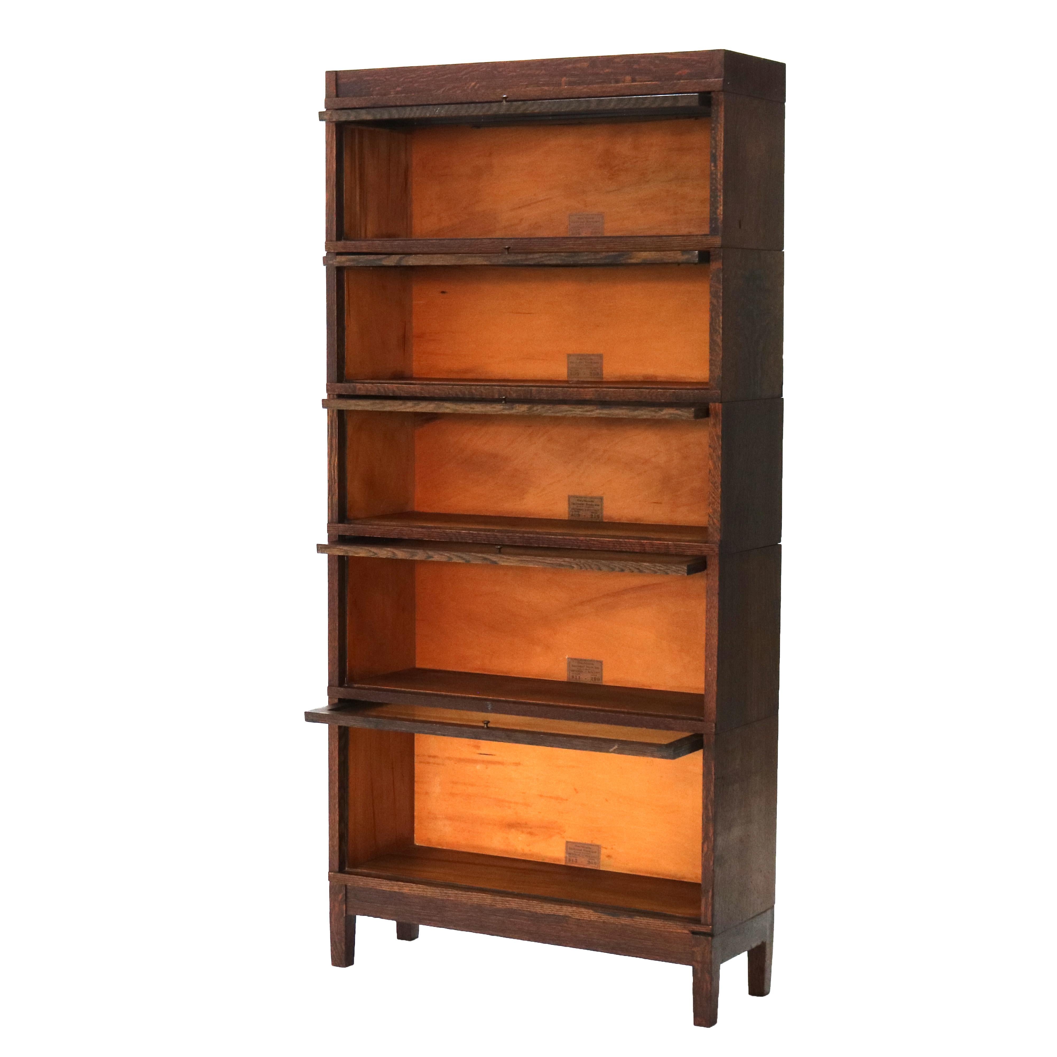 Arts and Crafts Arts & Crafts Globe Wernicke Mission Oak Five-Stack Barrister Bookcase C1920