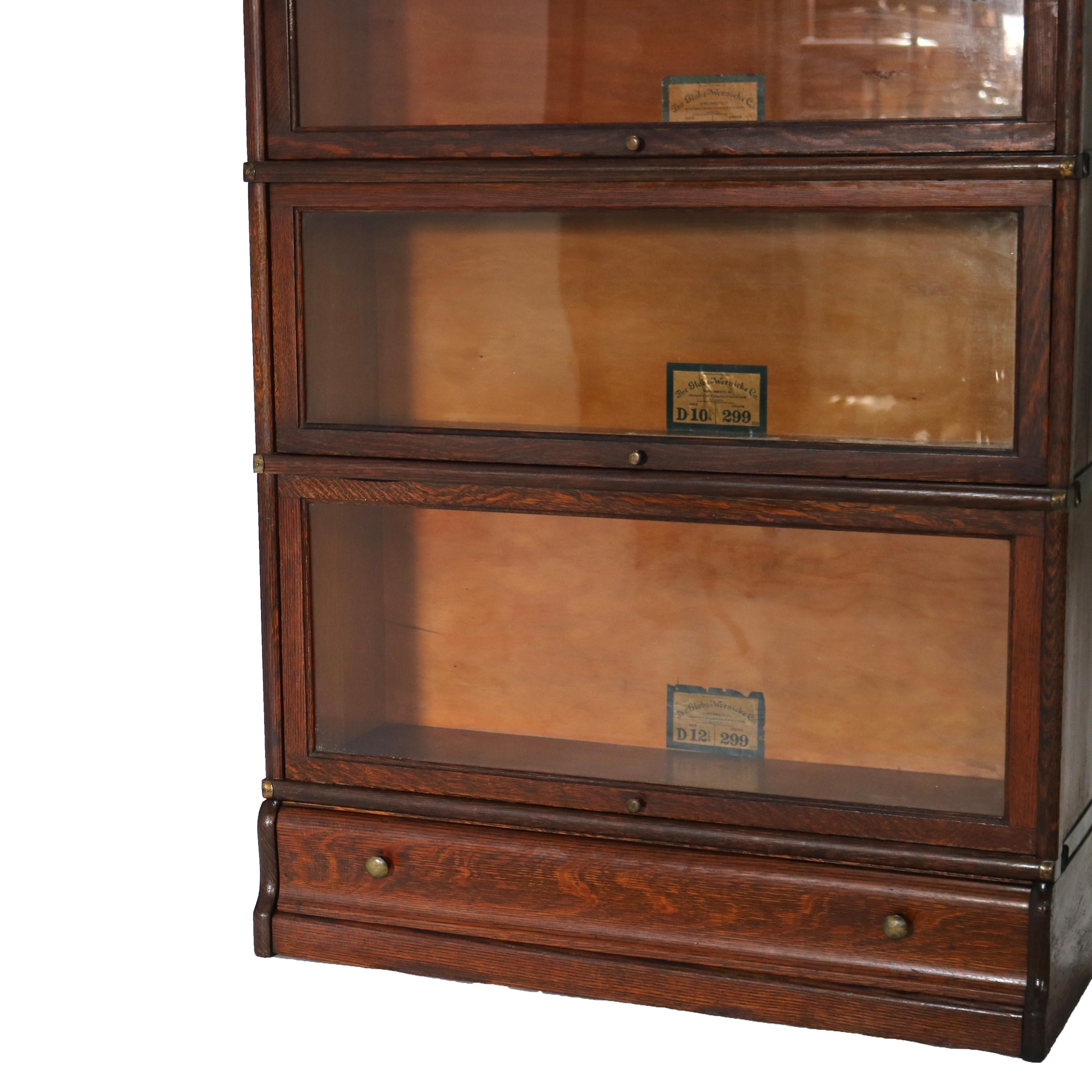 Arts & Crafts Globe Wernicke Mission Oak Libreria a tre ripiani C1920 1