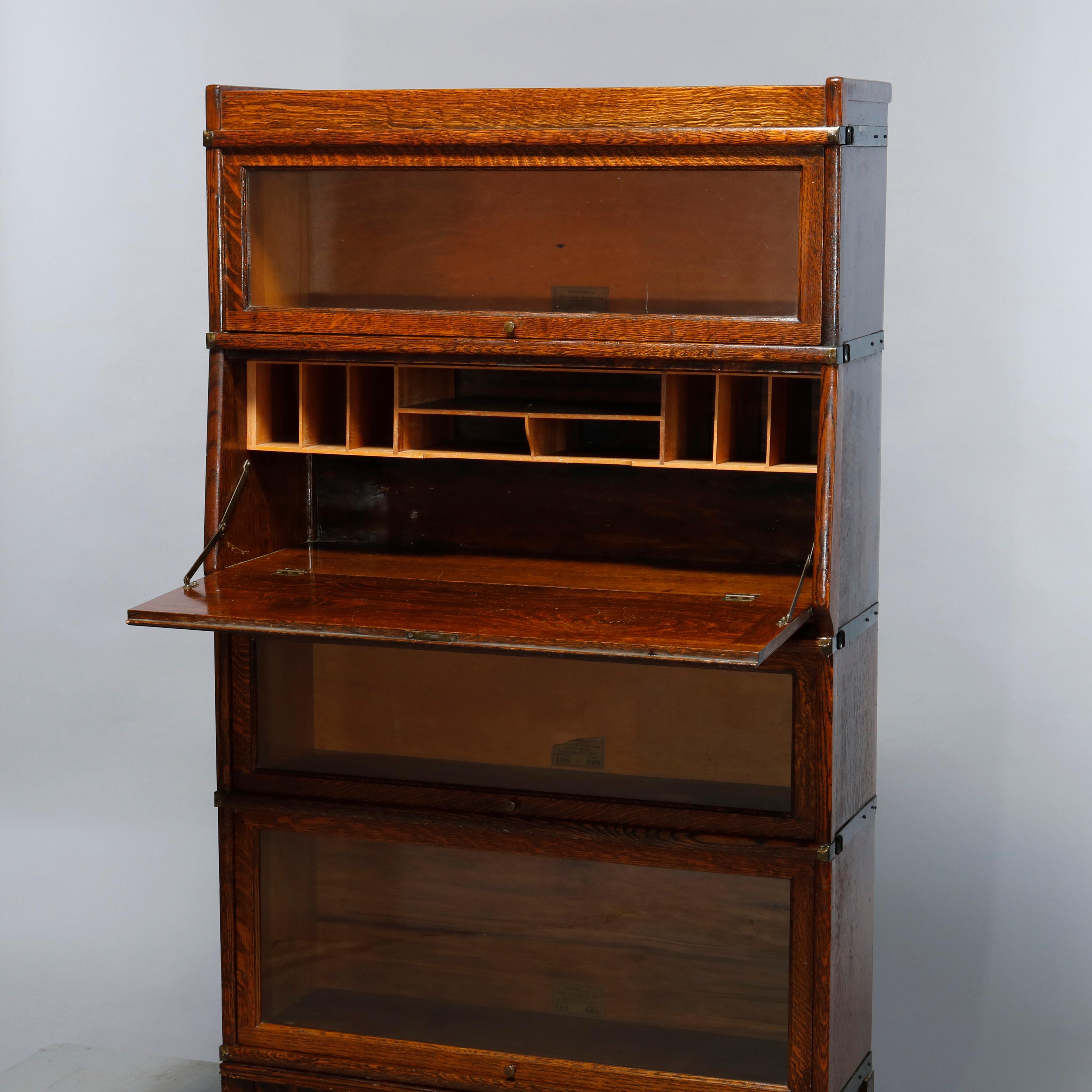 Arts and Crafts Arts & Crafts Globe Wernicke Oak Barrister Bookcase with Desk, c1910