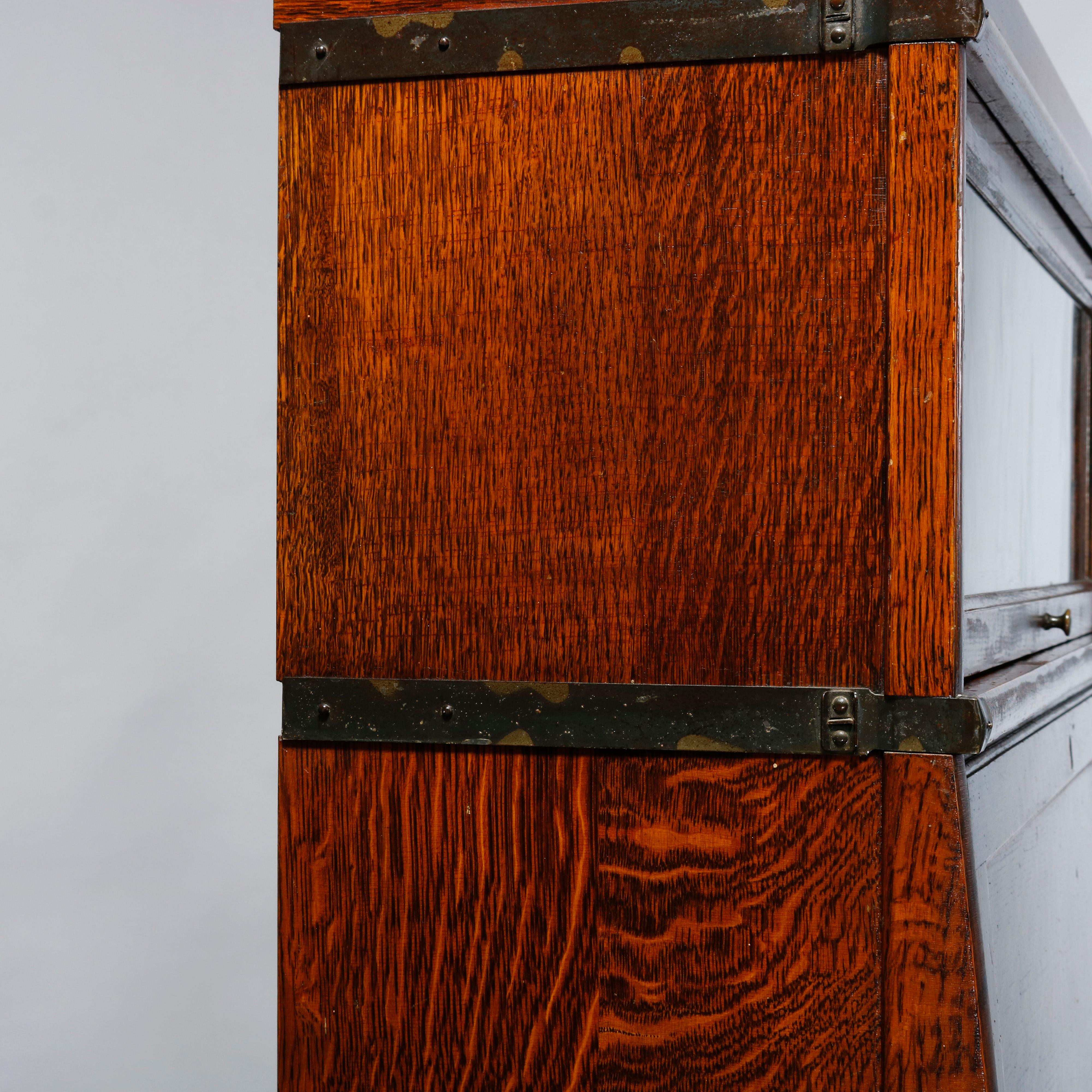 20th Century Arts & Crafts Globe Wernicke Oak Barrister Bookcase with Desk, c1910