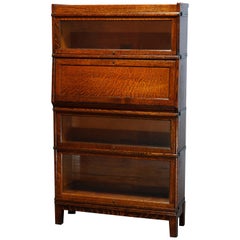 Antique Arts & Crafts Globe Wernicke Oak Barrister Bookcase with Desk, c1910