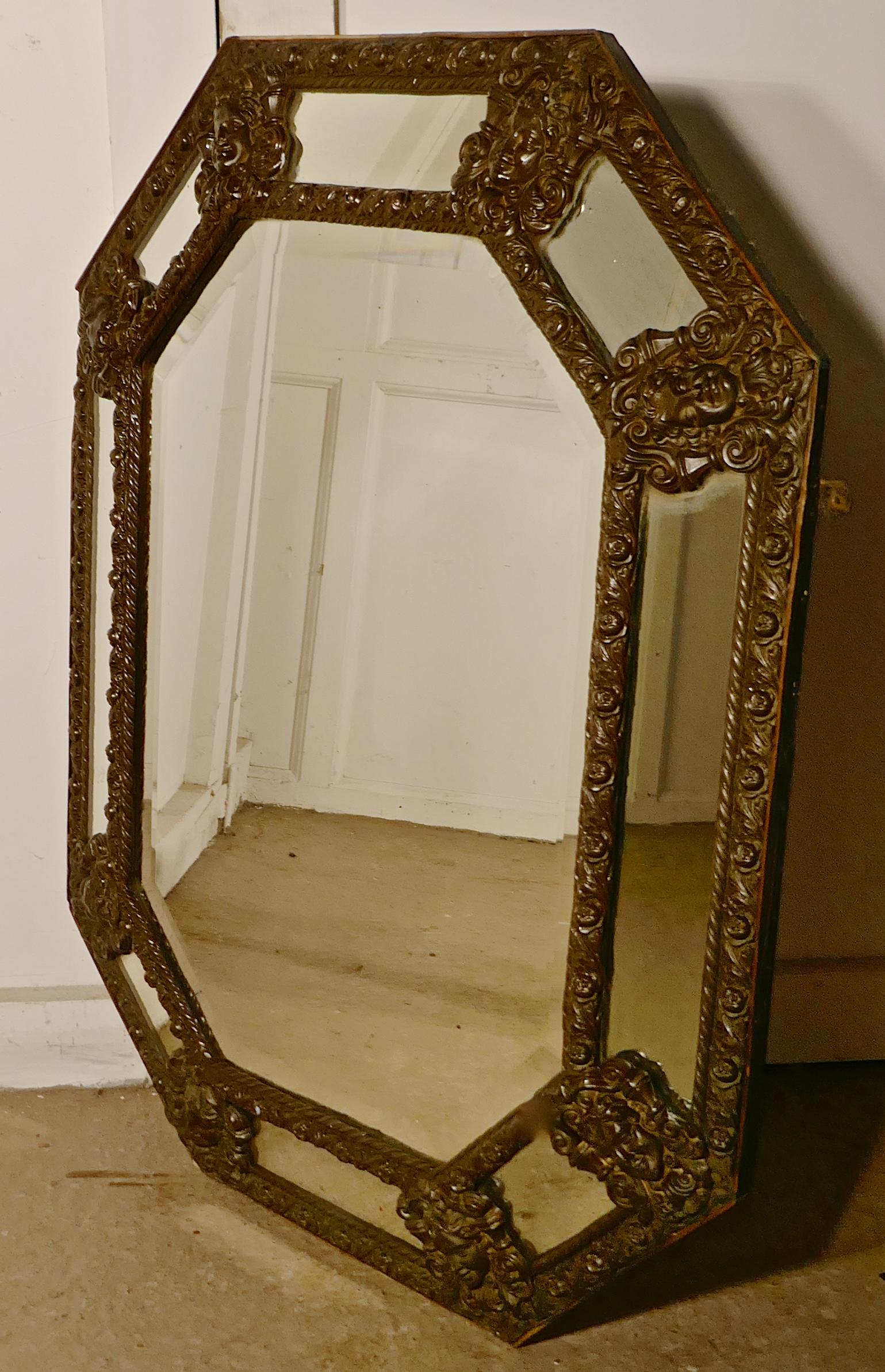 Arts & Crafts Gothic Brass Cushion Mirror 5
