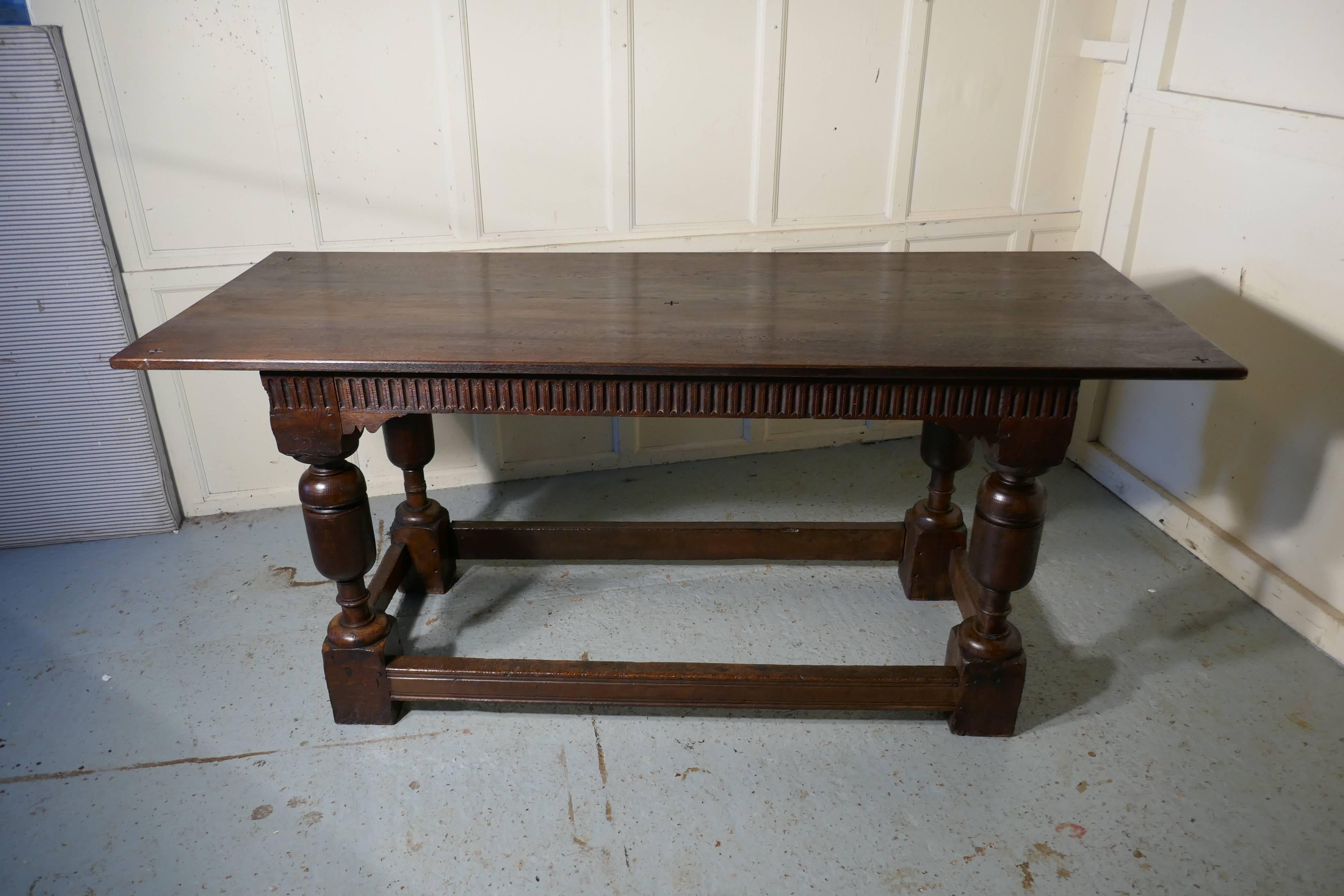 Arts & Crafts Gothic Carved Oak Table For Sale 3