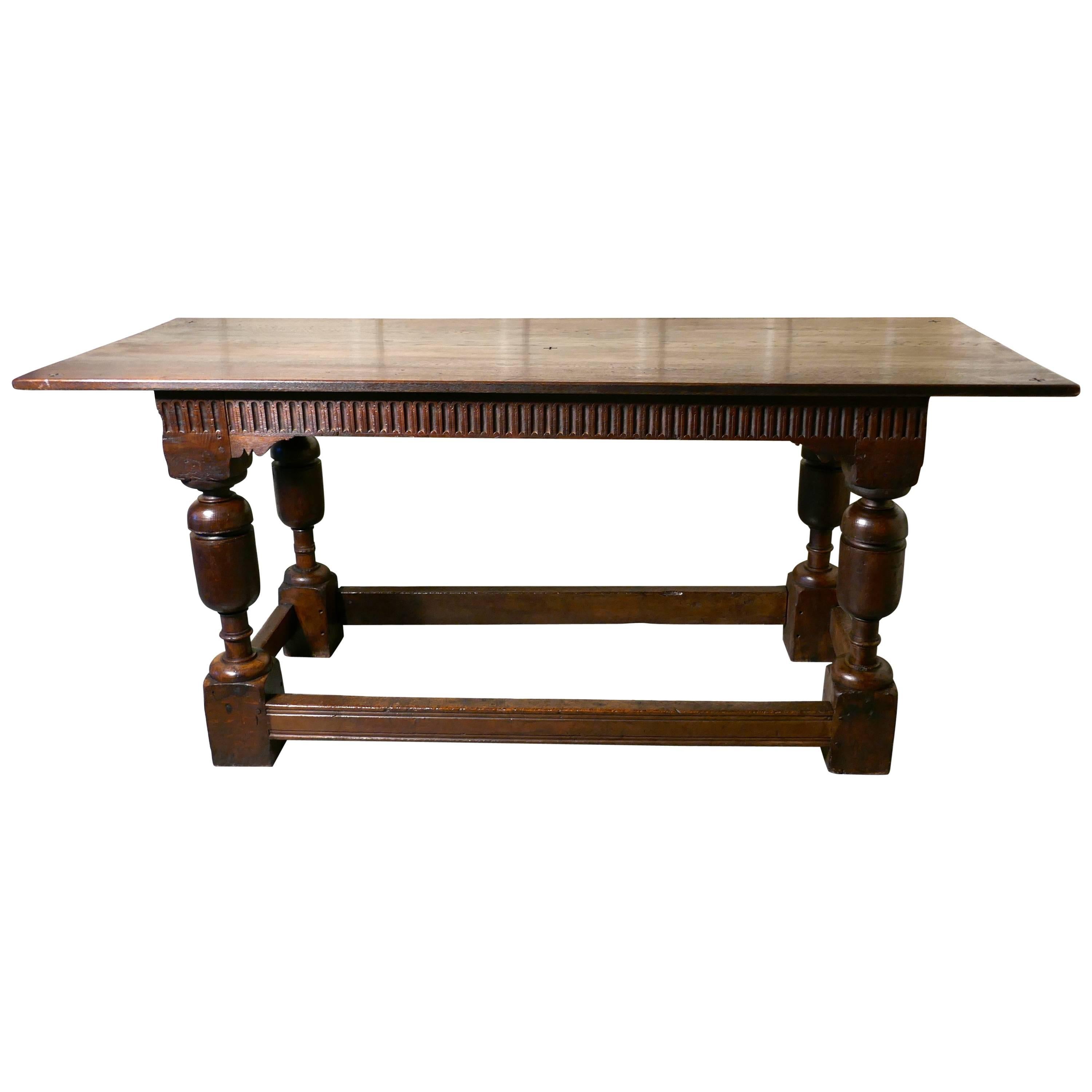Arts & Crafts Gothic Carved Oak Table For Sale