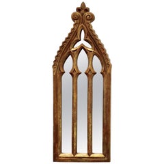Vintage Arts & Crafts Gothic Gilt Church Window Mirror