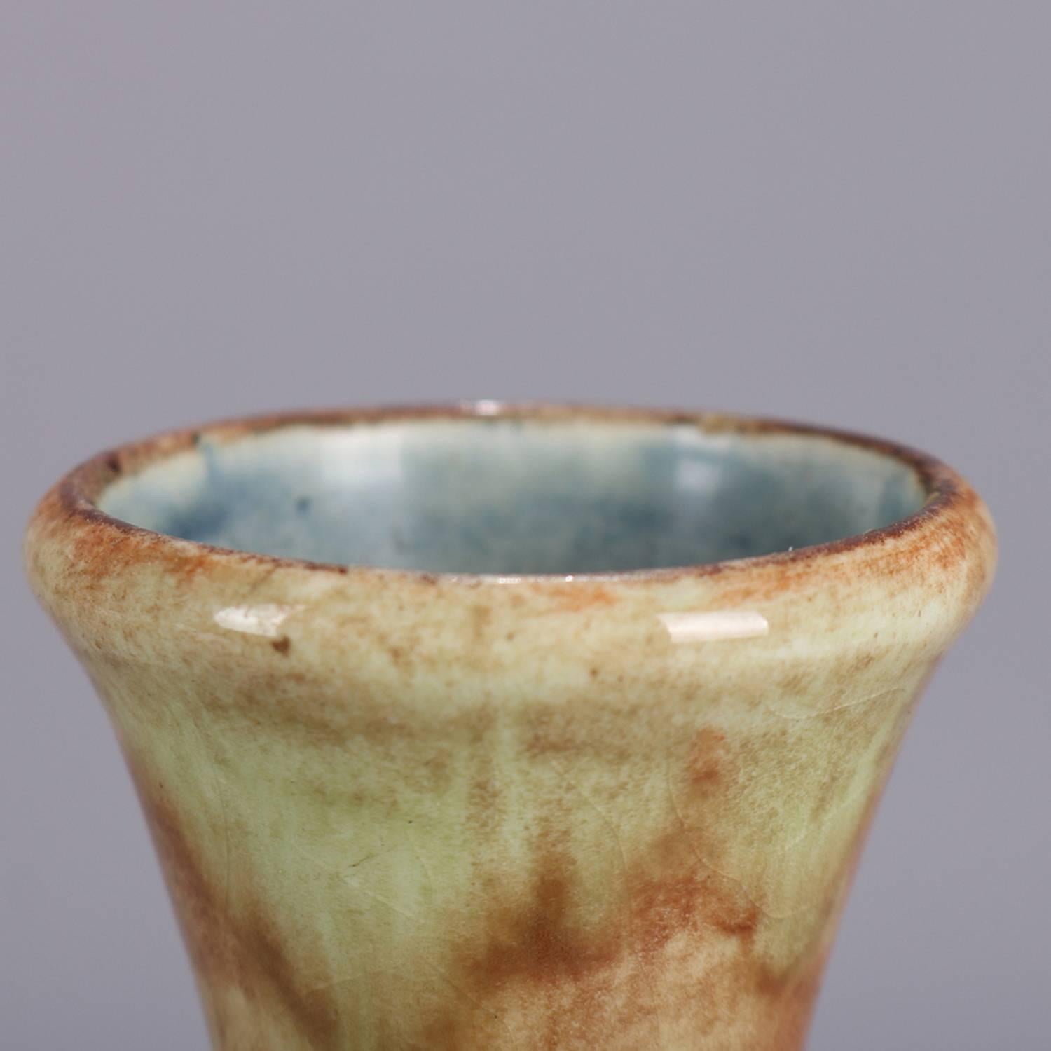 Arts & Crafts Gouda School Art Pottery Stylized Floral Bud Vase Signed 2