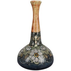 Vintage Arts & Crafts Gouda School Art Pottery Stylized Floral Bud Vase Signed