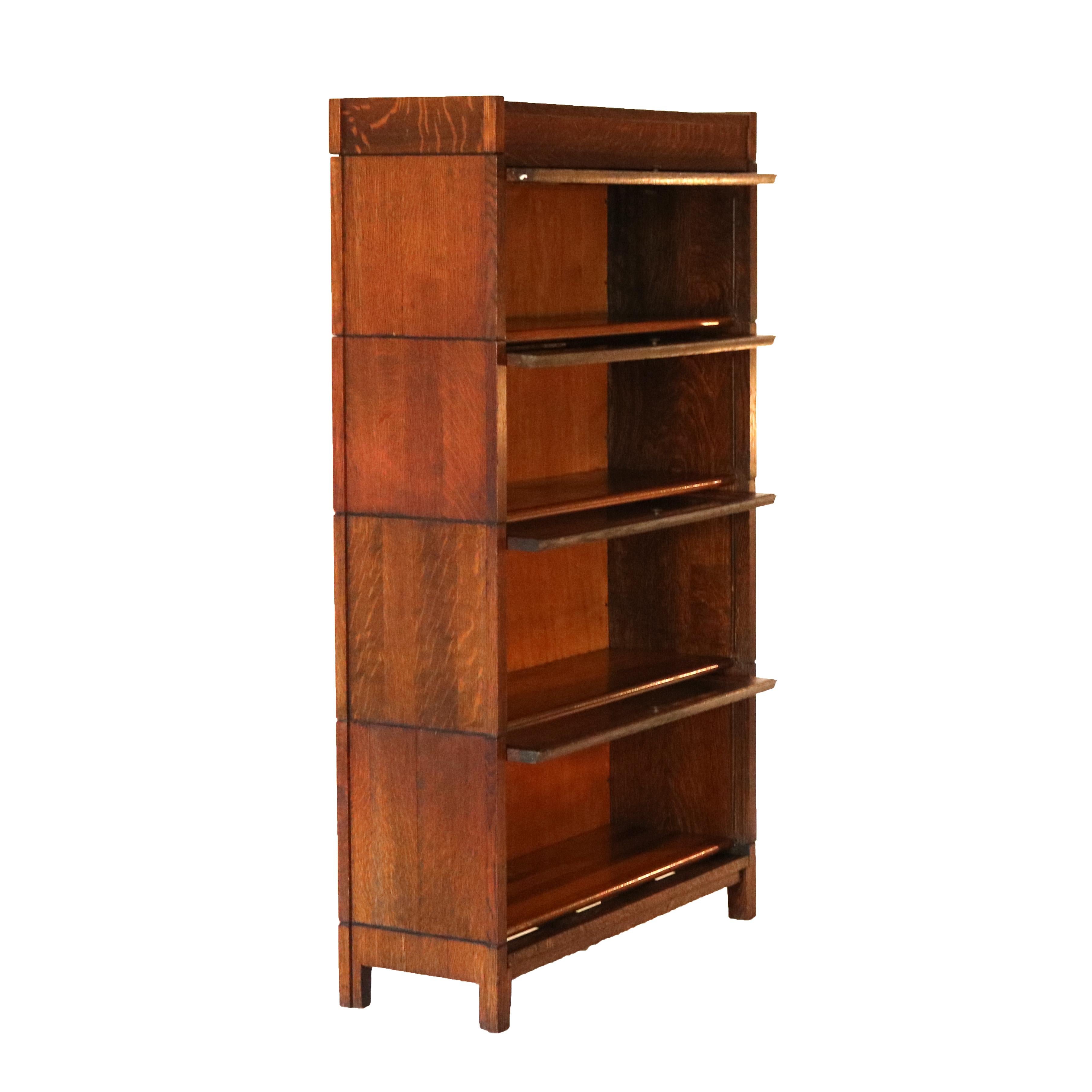 Arts & Crafts Grand Rapids Mission Oak Four Stack Barrister Bookcase, c1910 4