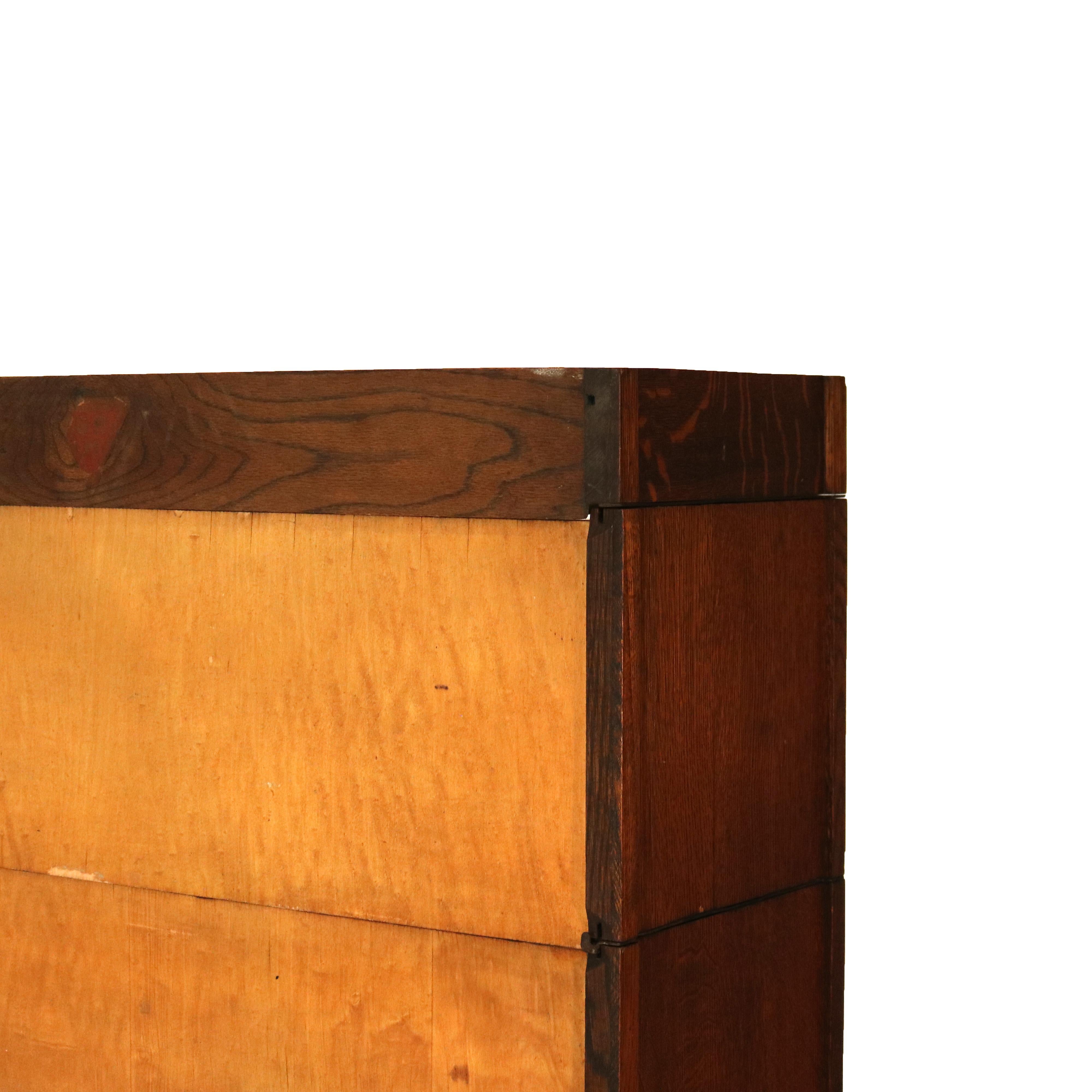 Arts & Crafts Grand Rapids Mission Oak Four Stack Barrister Bookcase, c1910 6