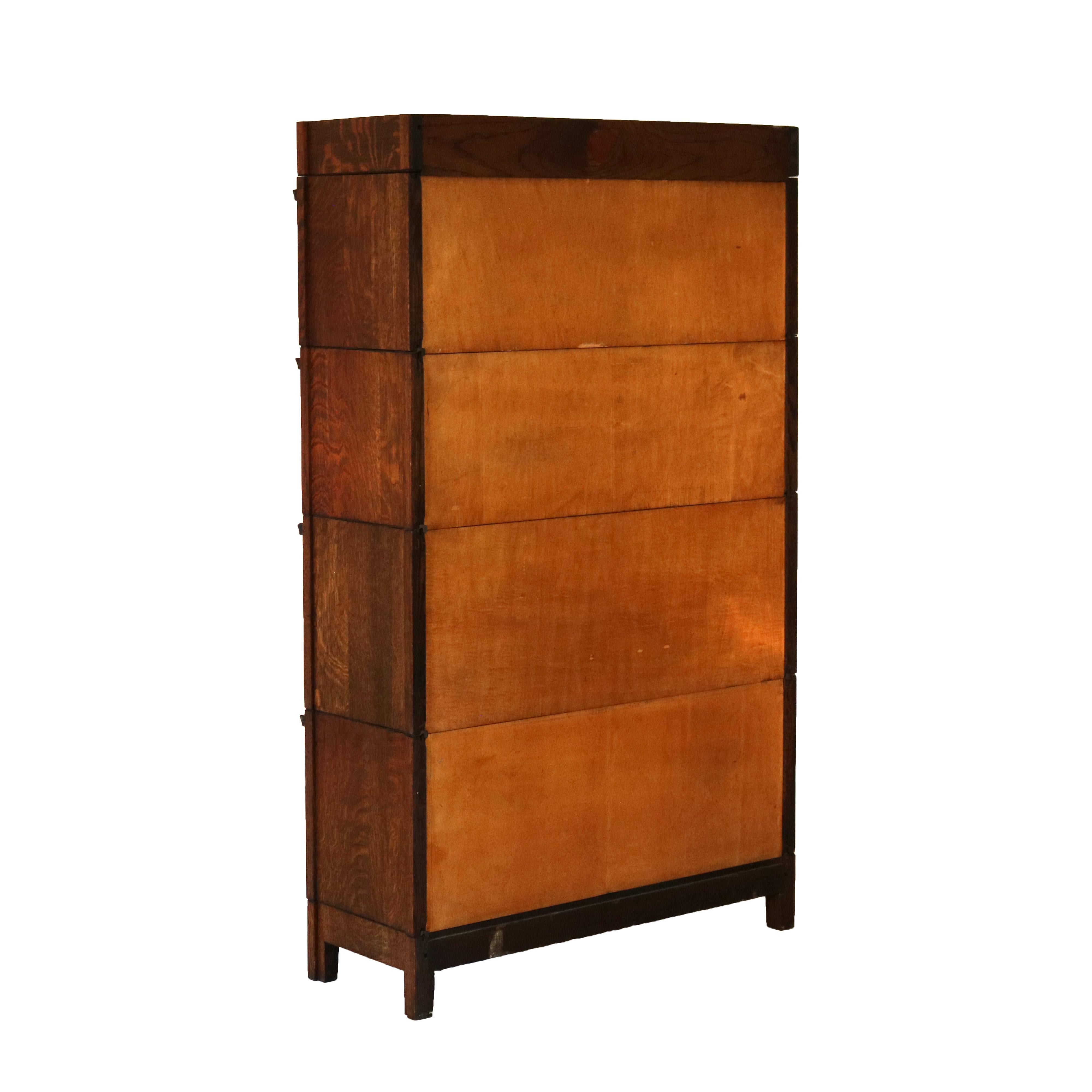 Arts & Crafts Grand Rapids Mission Oak Four Stack Barrister Bookcase, c1910 7