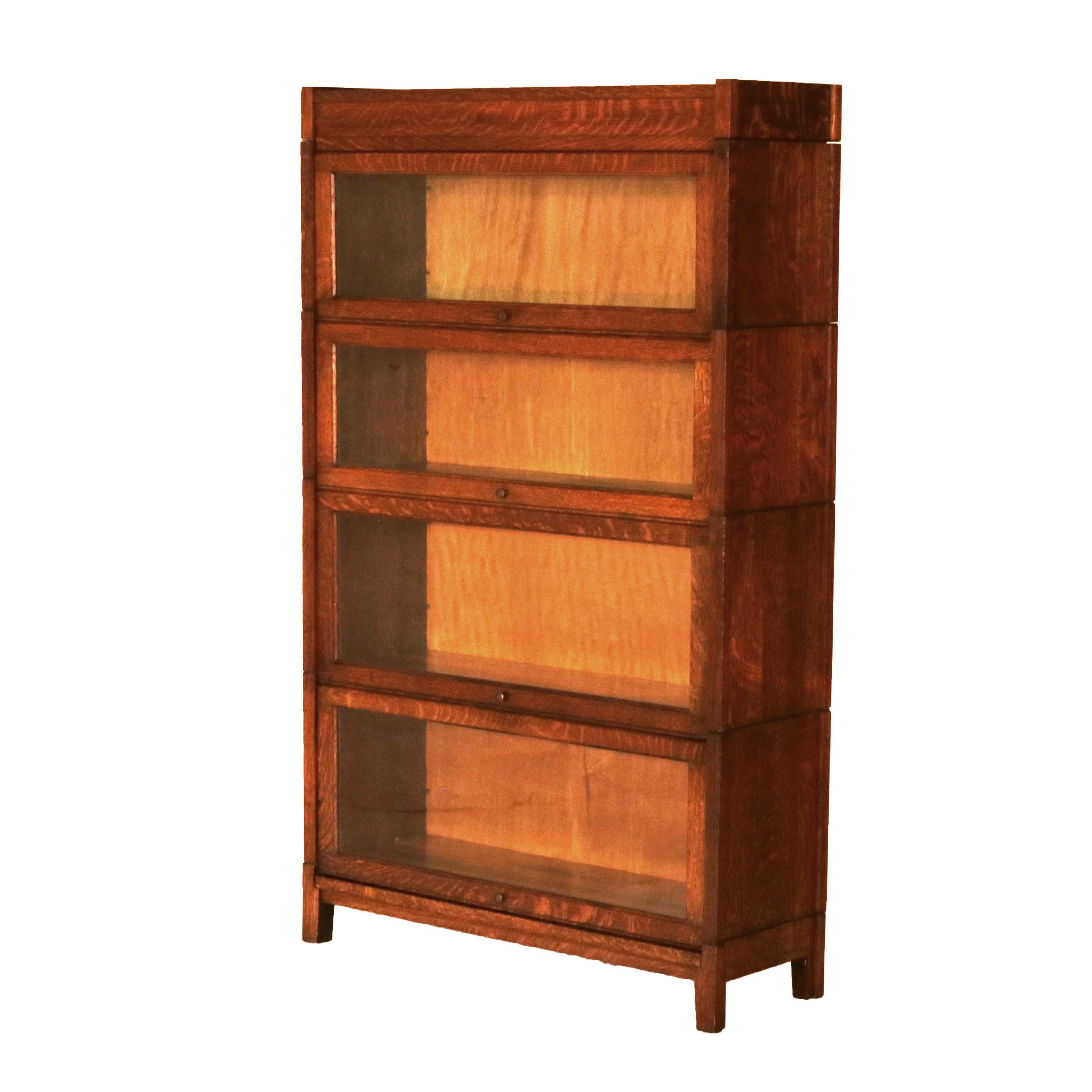 ***Reduced Delivery Rates - See Below or Click “Ask The Seller” to Request a Quote***

Arts & Crafts Grand Rapids Mission Oak Four Stack Barrister Bookcase with Pullout Glass Doors and Raised on Square & Straight Legs, c1910

Measures - Overall 58