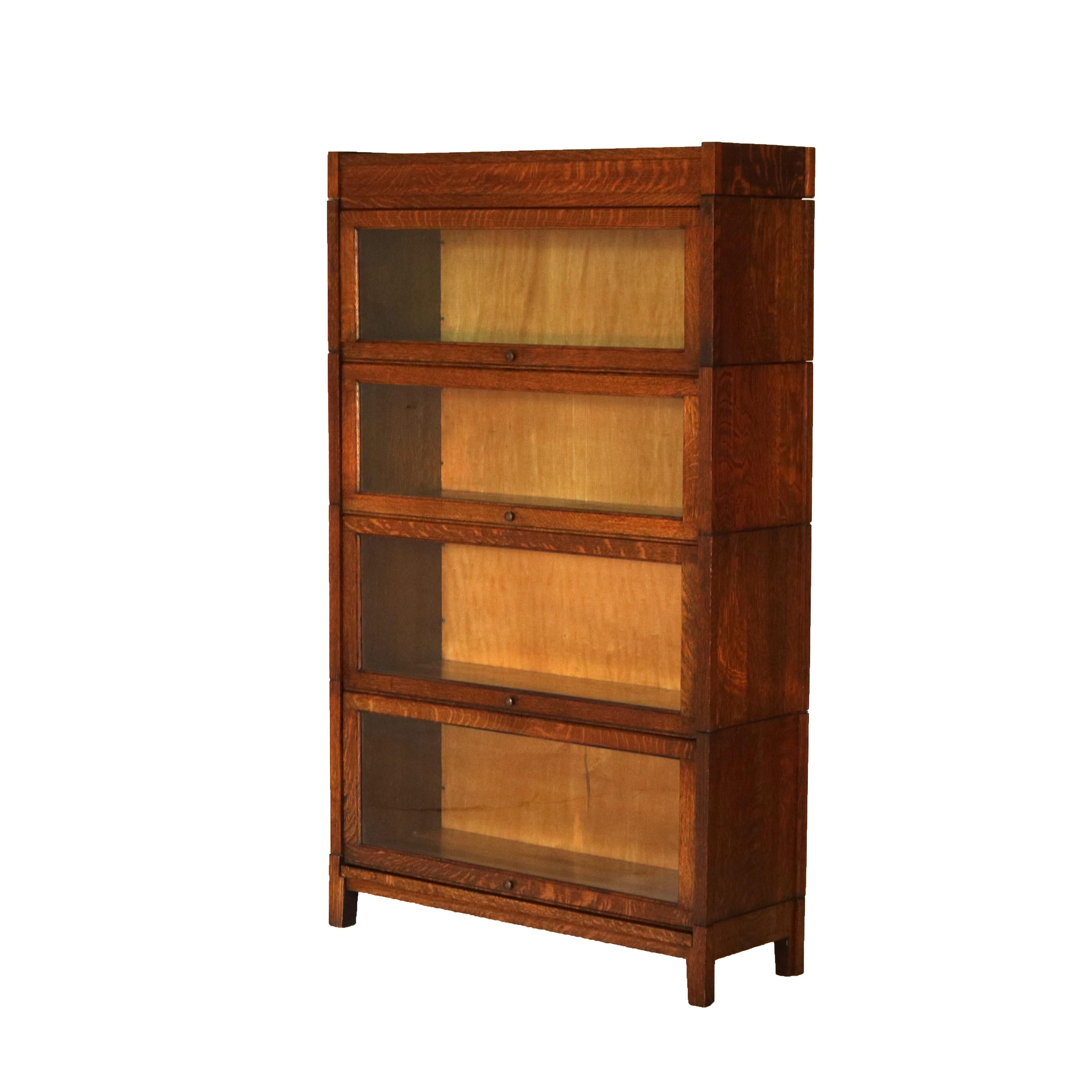 Arts and Crafts Arts & Crafts Grand Rapids Mission Oak Four Stack Barrister Bookcase, c1910
