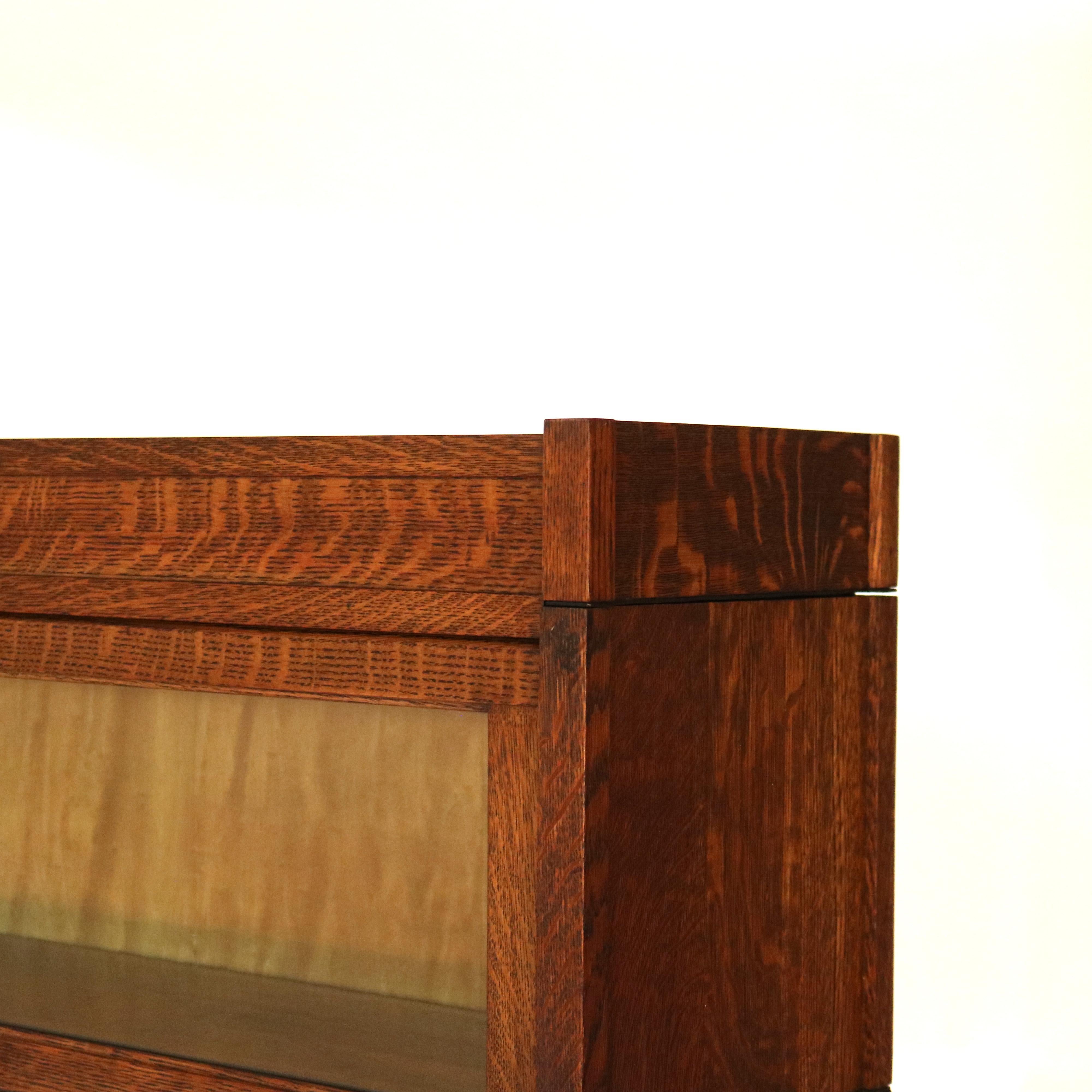 Glass Arts & Crafts Grand Rapids Mission Oak Four Stack Barrister Bookcase, c1910