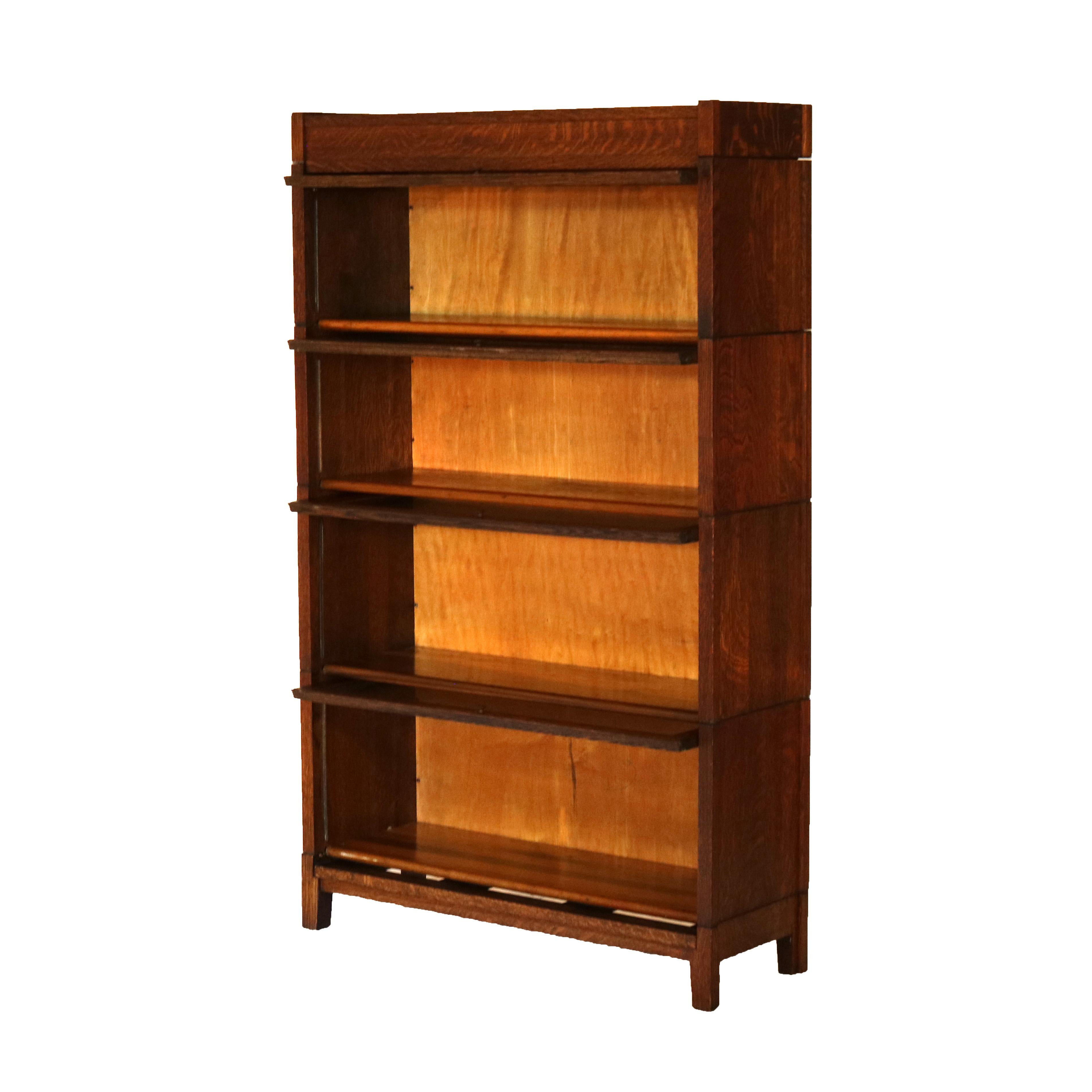 Arts & Crafts Grand Rapids Mission Oak Four Stack Barrister Bookcase, c1910 1