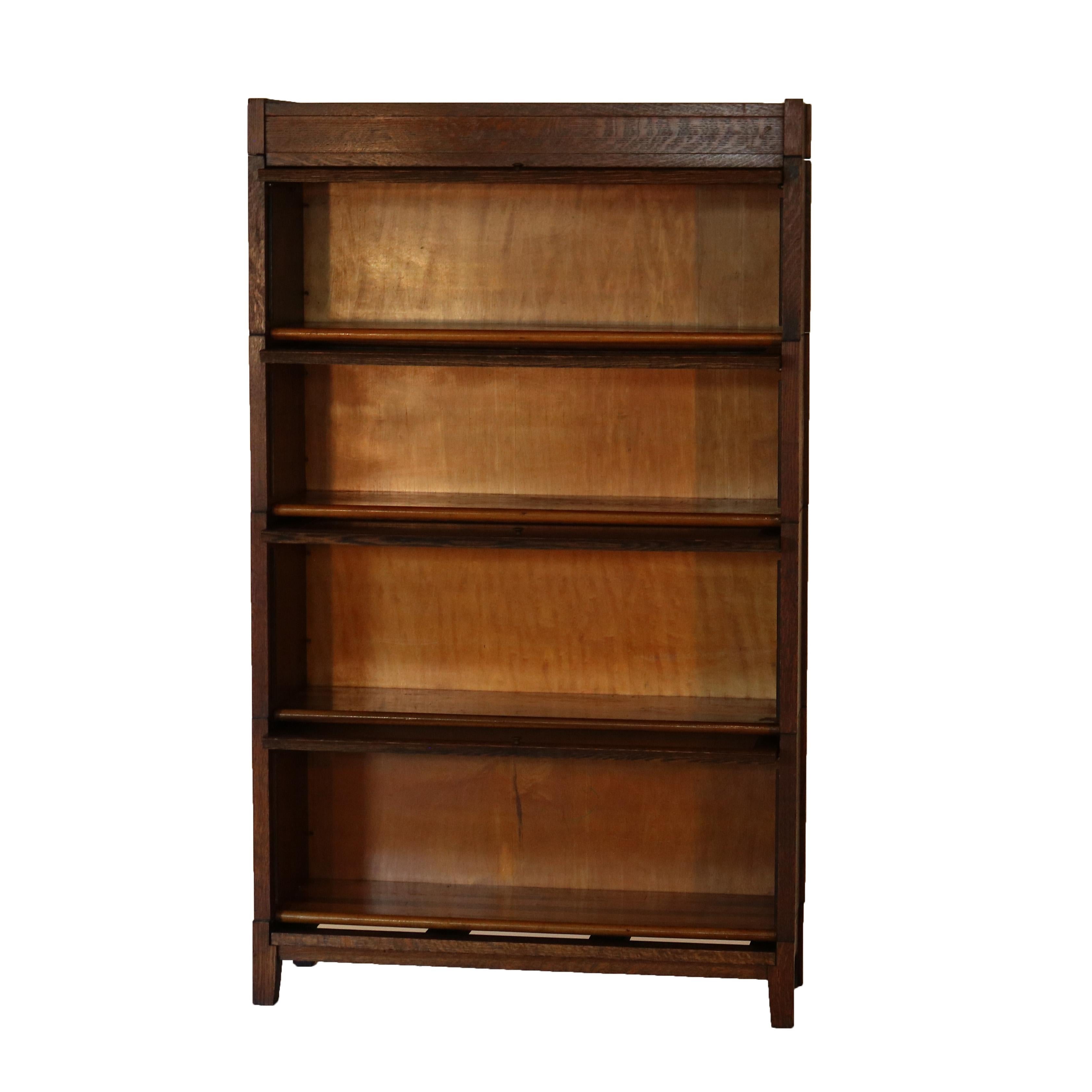 Arts & Crafts Grand Rapids Mission Oak Four Stack Barrister Bookcase, c1910 3