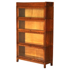 Antique Arts & Crafts Grand Rapids Mission Oak Four Stack Barrister Bookcase, c1910