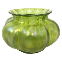 Arts & Crafts Green Glass Flower Vase in the Manner of Tiffany