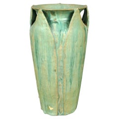Arts & Crafts Grubey School Stylized Leaf Art Pottery Vase by Dixon Krouse 20thC
