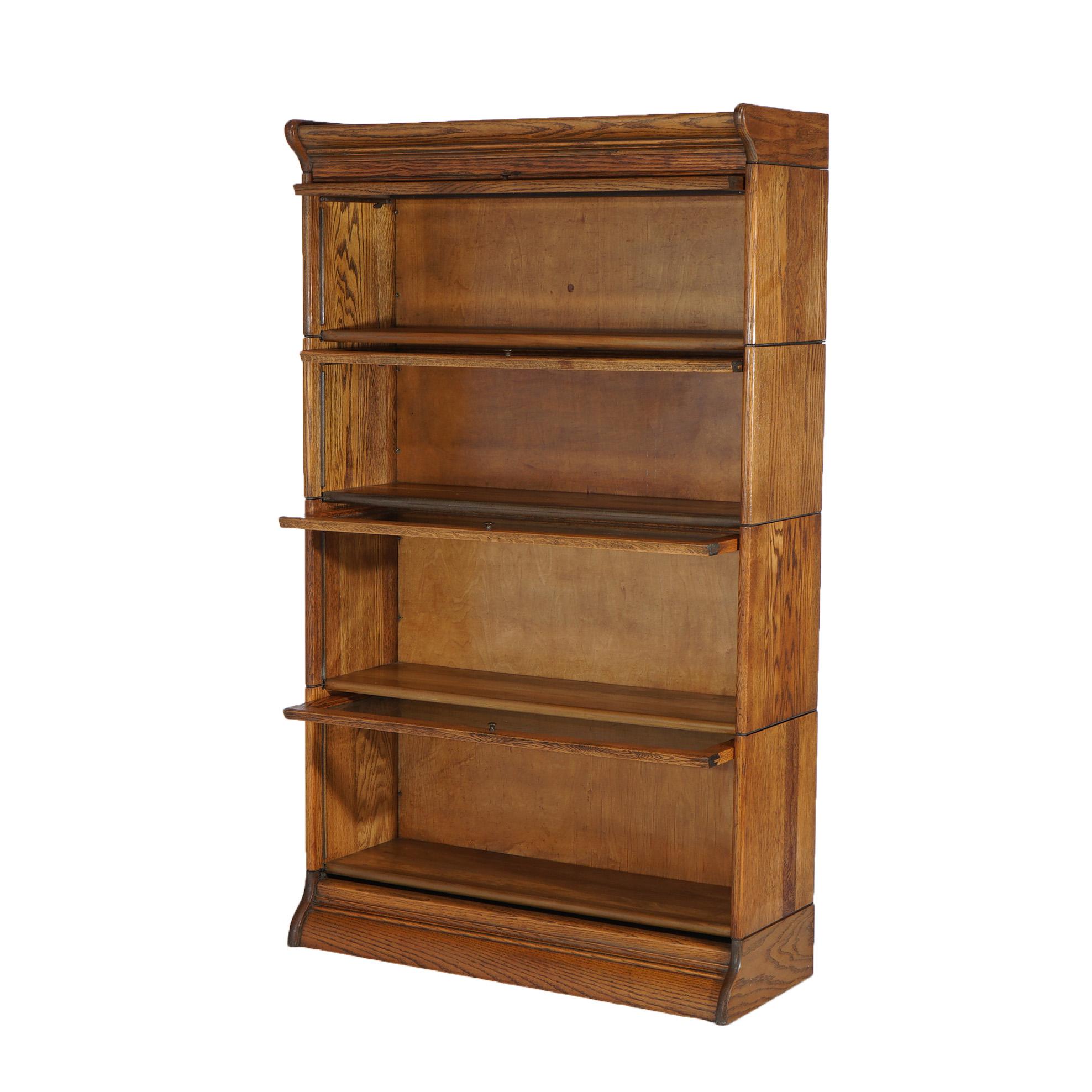 Arts and Crafts Libreria da barrister in Oak GUNN a quattro pile C1910 in vendita