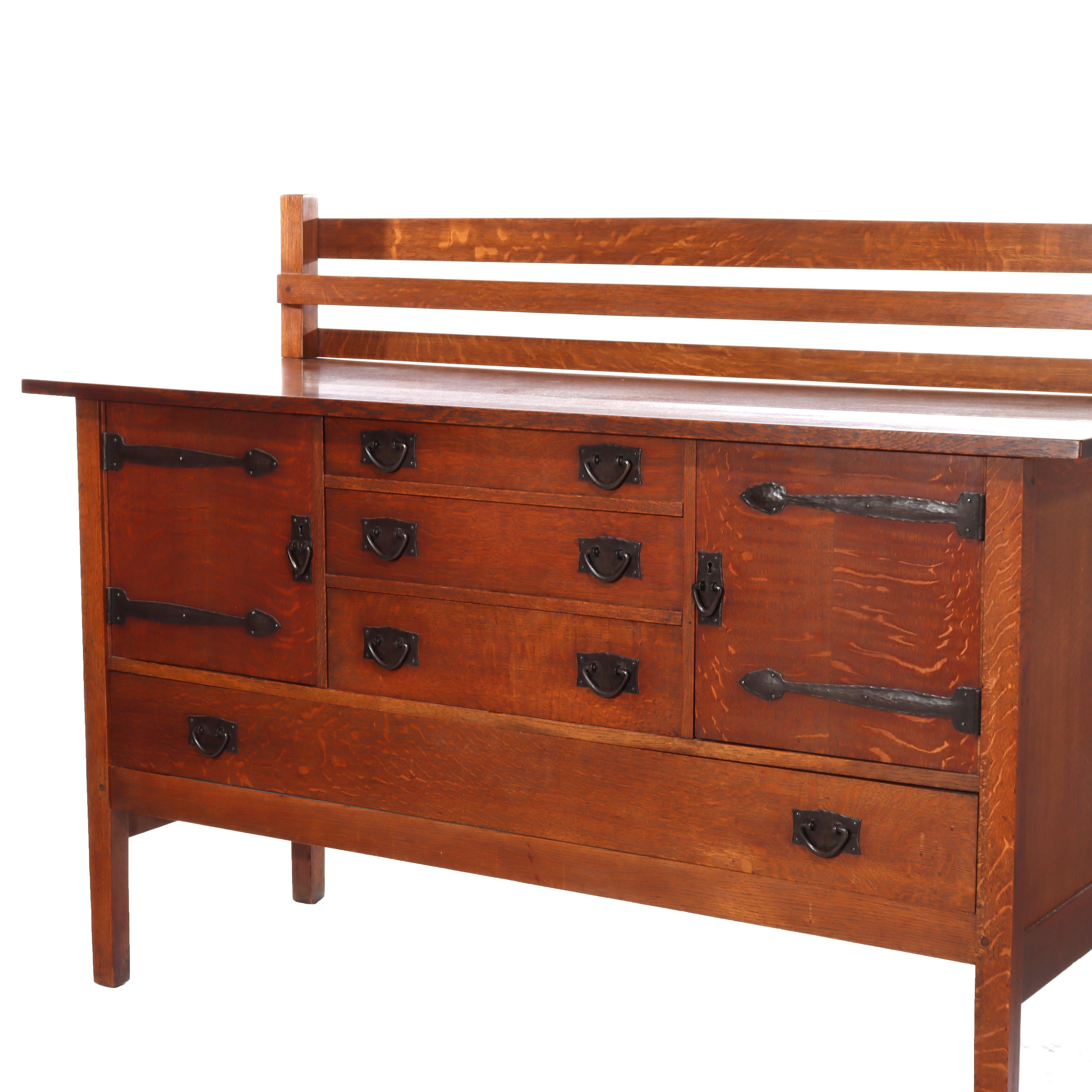 Credenza Arts & Crafts Gustav Stickley in Oak con cerniera a cinghia C1910 in vendita 1