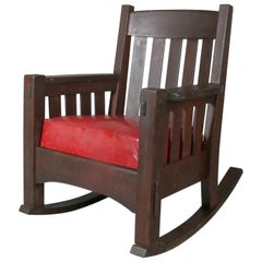 Arts & Crafts Gustav Stickley School Mission Oak Rocking Chair by Harden