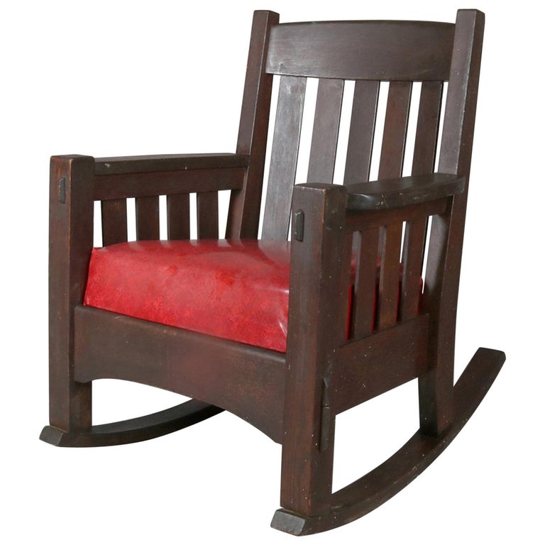 Arts and Crafts Gustav Stickley School Mission Oak Rocking Chair by