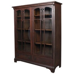 Arts 
Crafts Gustav Stickley School Mission Oak Two-Door, Two-Drawer Bookcase