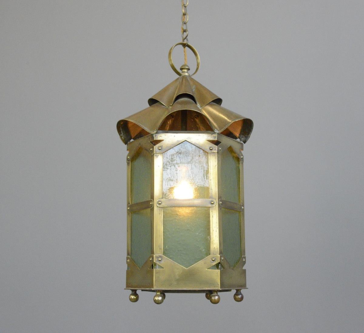 Brass Arts & Crafts Hallway Lantern, circa 1900