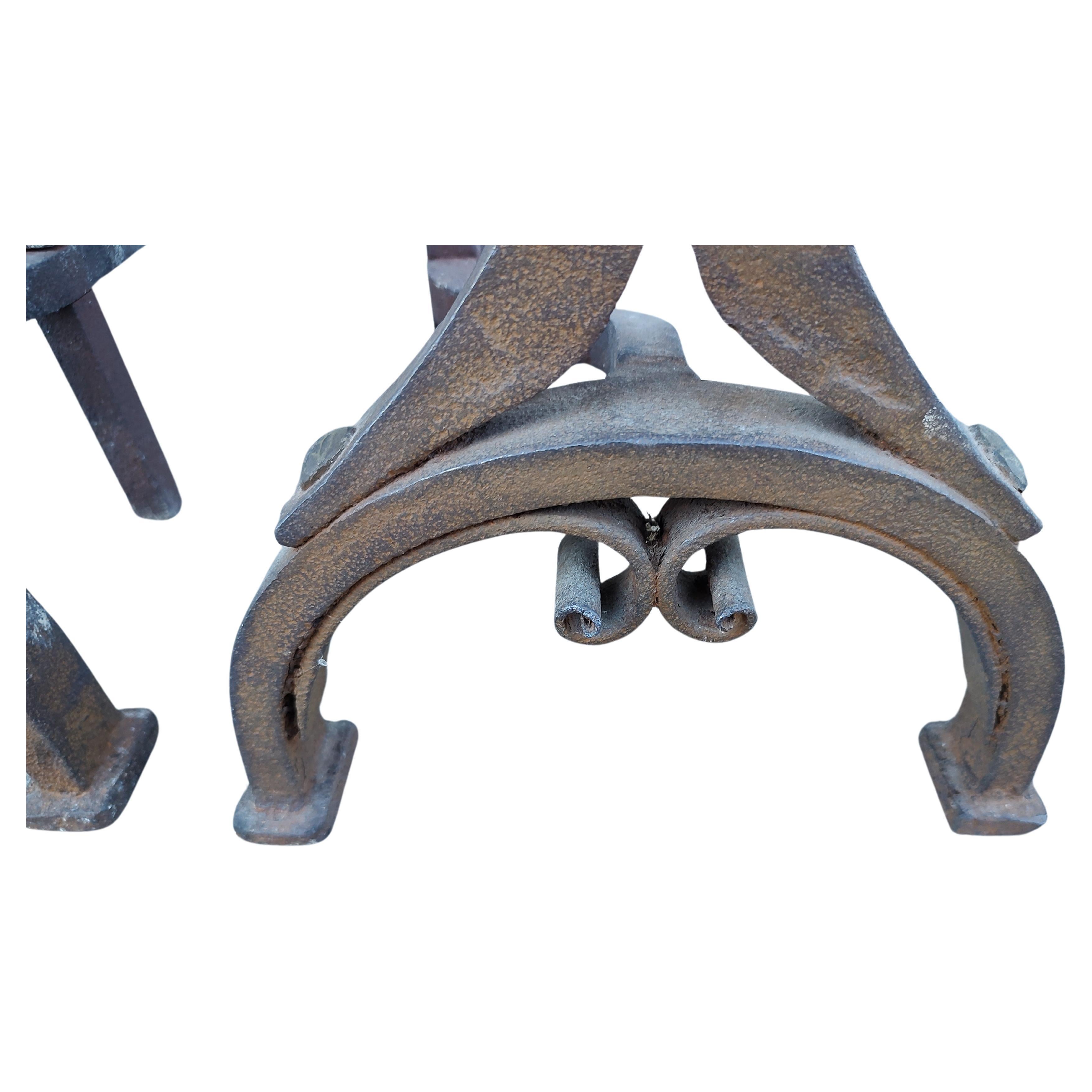 American Arts & Crafts Hammered Iron with Brass Ball Finials, C1910