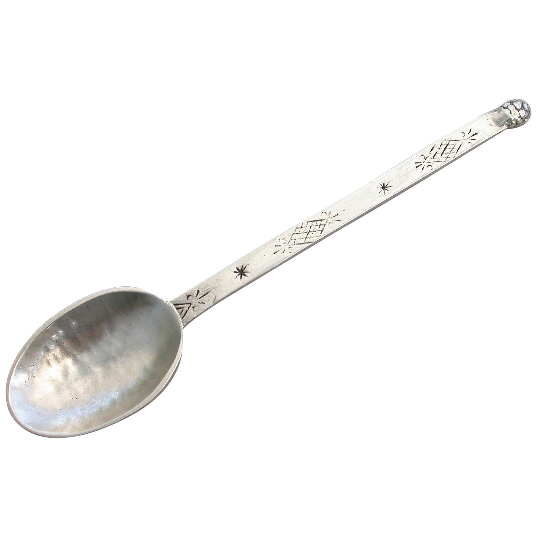 Arts & Crafts Hammered Silver Spoon by Francis Harling, London, 1926