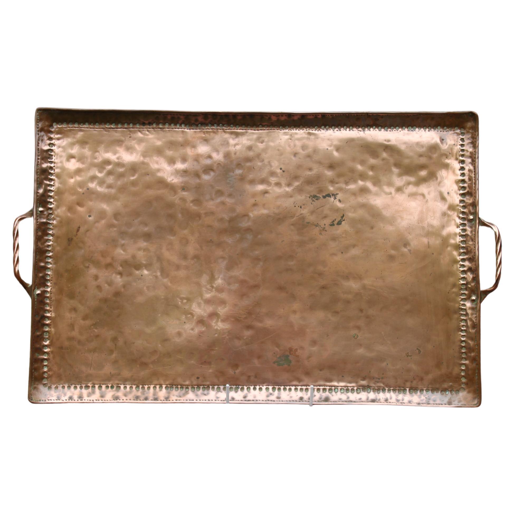 Arts & Crafts Hand Beaten Copper Tray by John Pearson