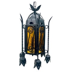 Arts & Crafts Hand-Crafted Forget and  Pendant Lobby Lamp, 1930s