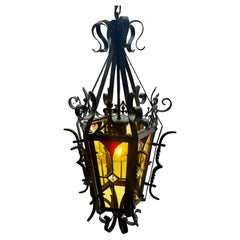 Arts & Crafts Hand-Crafted Forget and  Pendant Lobby Lamp, 1930s