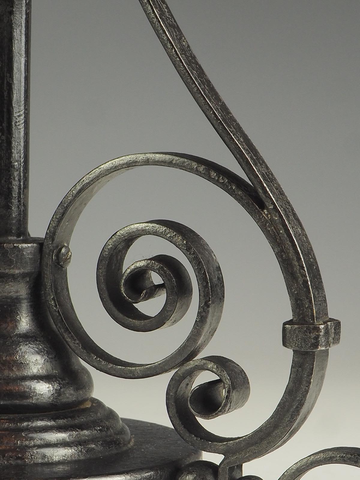 19th Century Arts & Crafts Hand Fordged Wrought Iron Table Lamp For Sale