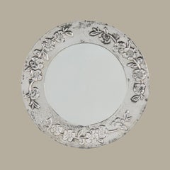 Arts & Crafts hand-hammered pewter "poppies" wall mirror, England 1900