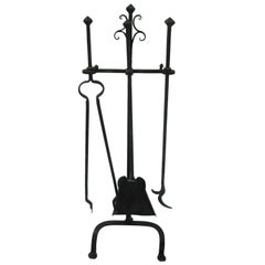 Arts & Crafts Mission Handwrought Iron Fireplace Tool Set