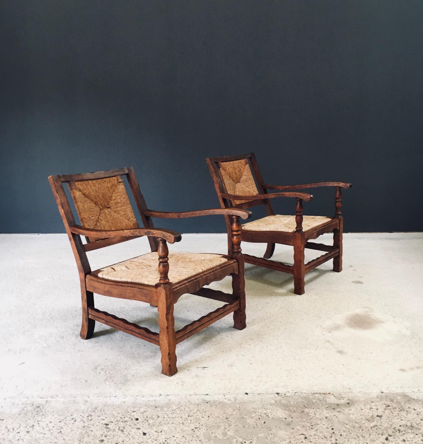 Poltrone basse artigianali di Arts & Crafts, Belgio, anni '20 / 1 In condizioni buone in vendita a Oud-Turnhout, VAN