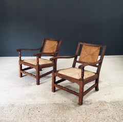 Poltrone basse artigianali di Arts & Crafts, Belgio, anni '20 / 1