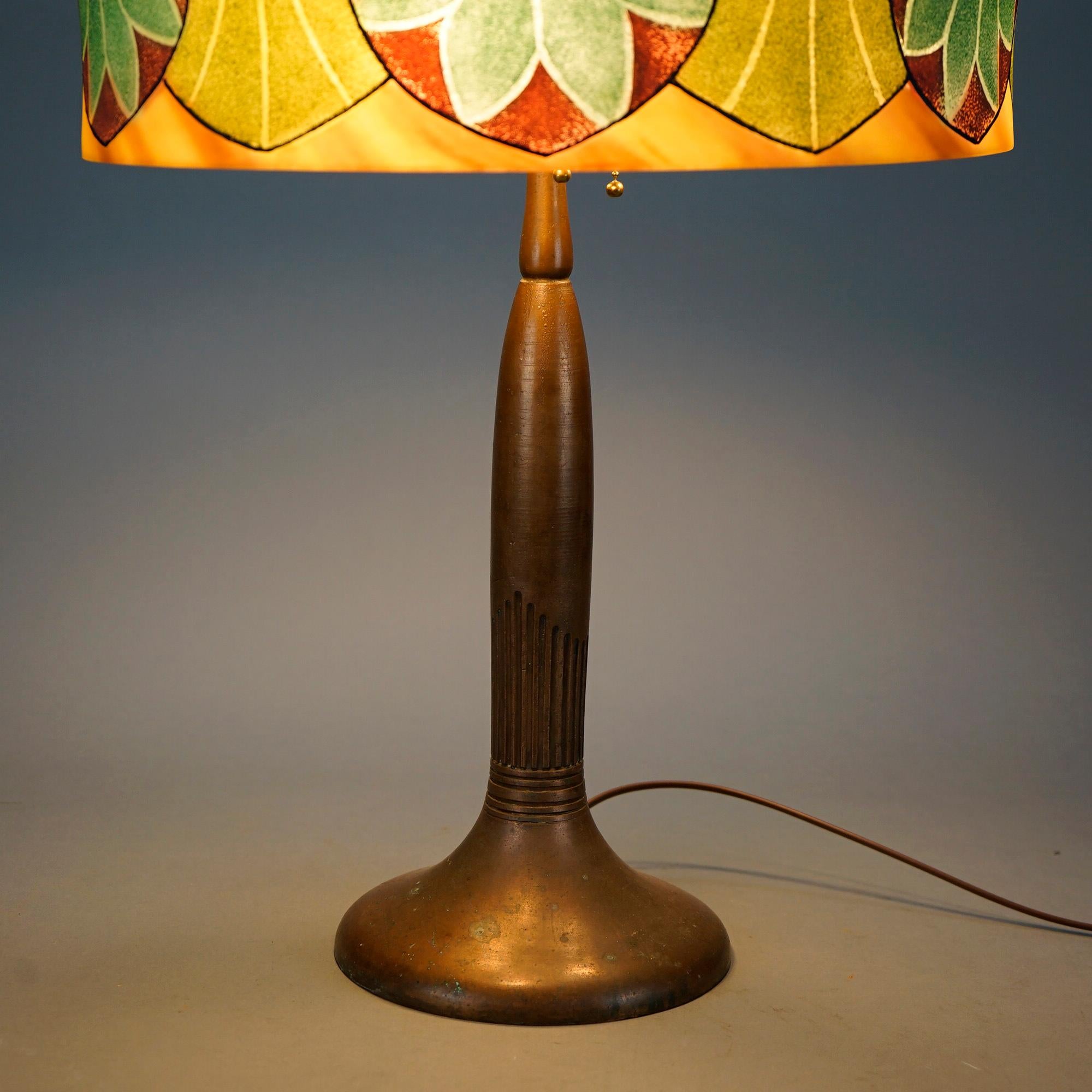 20th Century Arts & Crafts Handel Obverse Reverse Painted Table Lamp, Signed, Shade No.5347