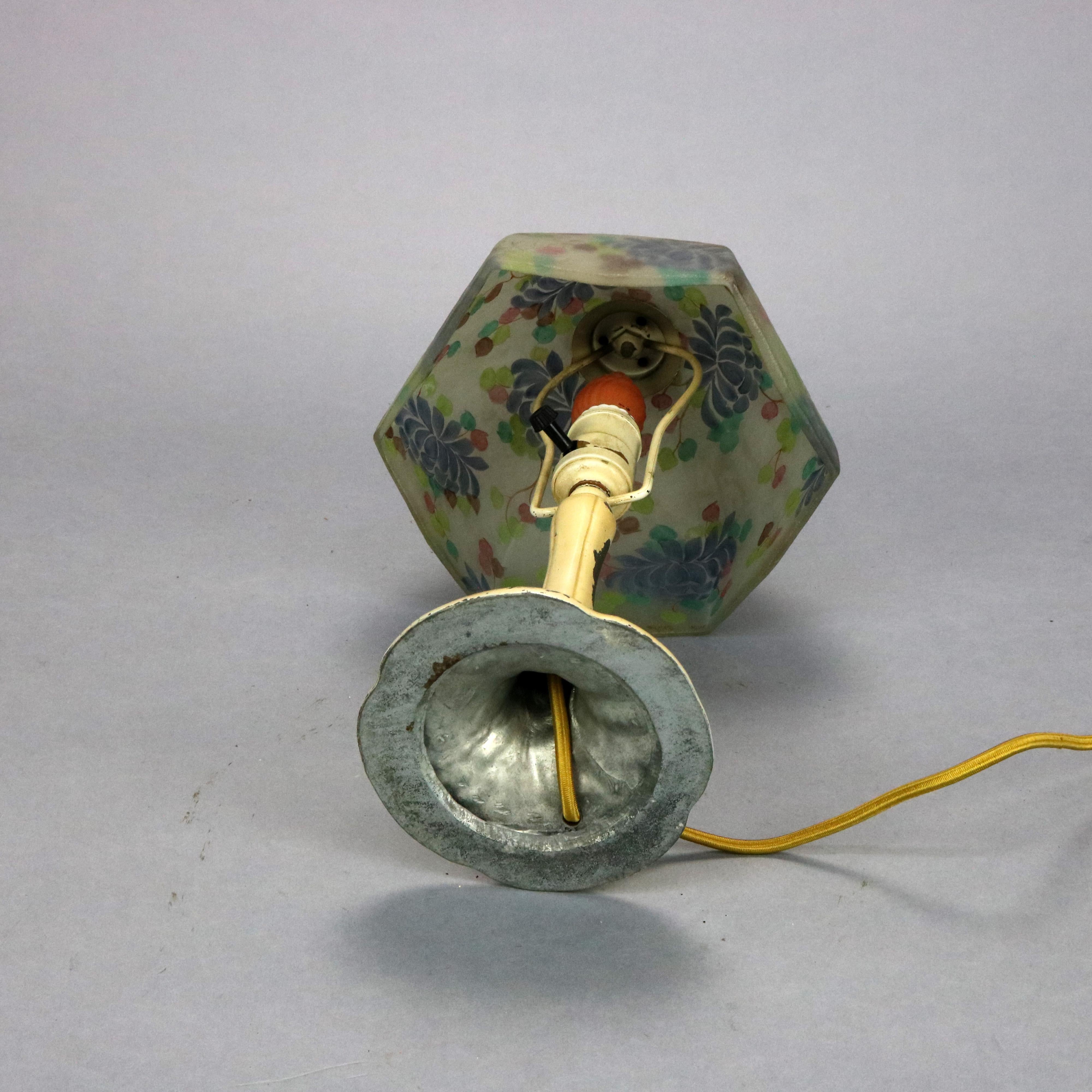 Arts & Crafts Handel Reverse Painted Boudoir Table Lamp, c1920 2