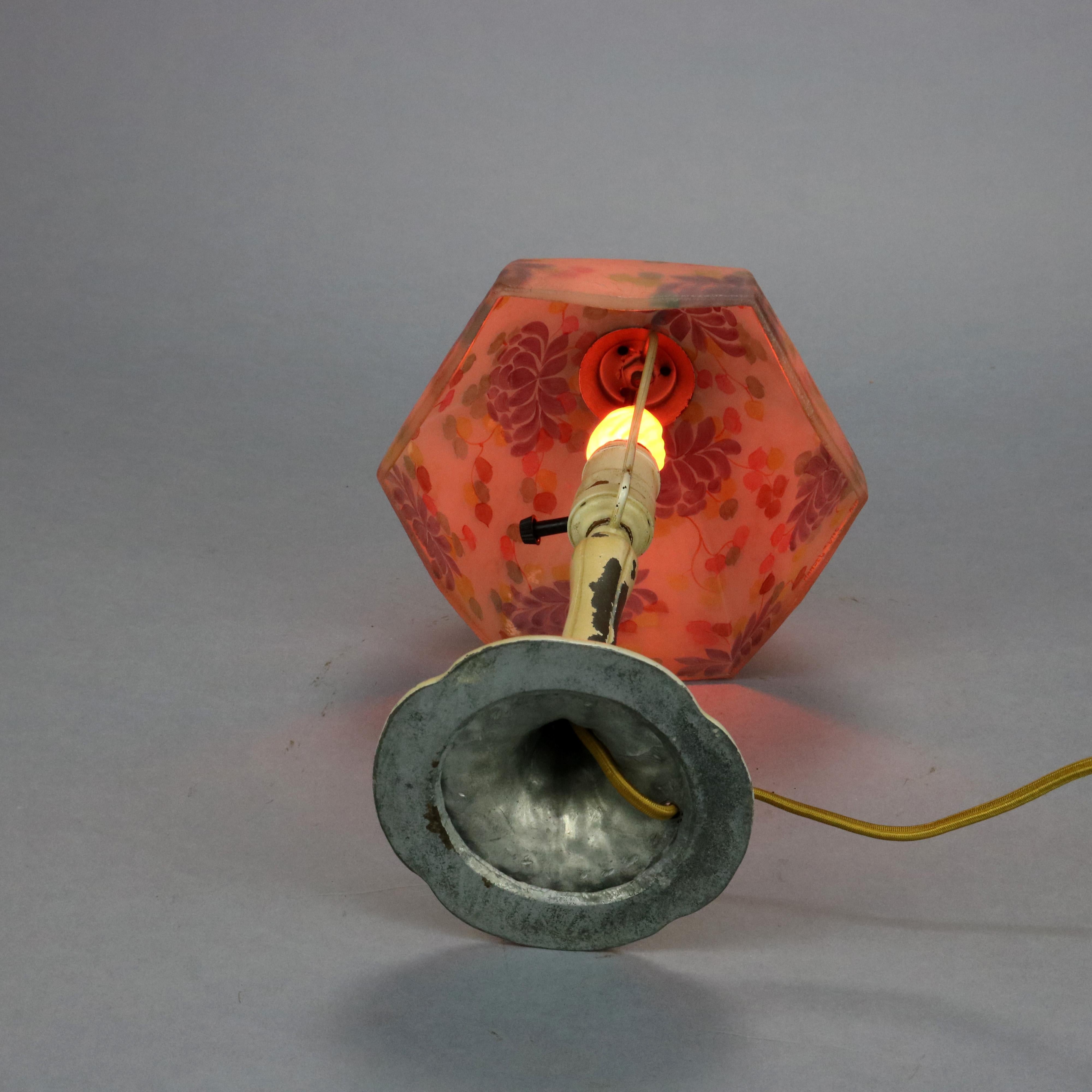 Arts & Crafts Handel Reverse Painted Boudoir Table Lamp, c1920 3